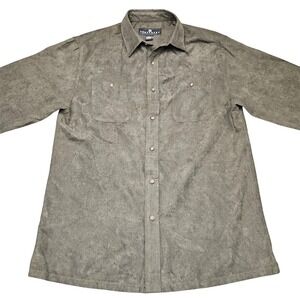 Vintage 90s Faux Suede Shirt Jacket M Green Olive Consensus Sportswear Retro‎